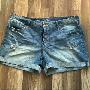 NOT FOR SALE Time and Tru Light Blue Distressed Roll-Cuff Denim Shorts